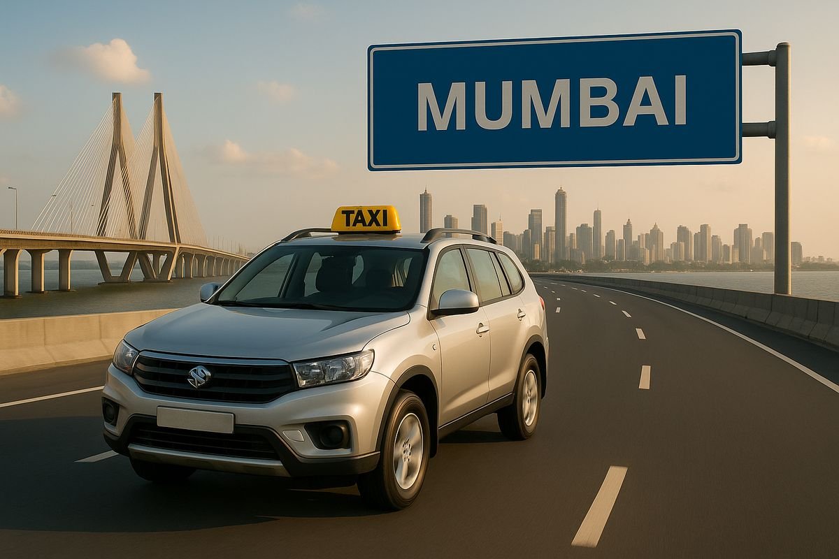 Silver taxi on the sea link to Mumbai